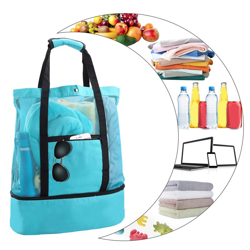 防水大型メッシュビーチクーラーバッグ断熱ランチトートアウトド - Food Storage In Cooler のレビューと価格
